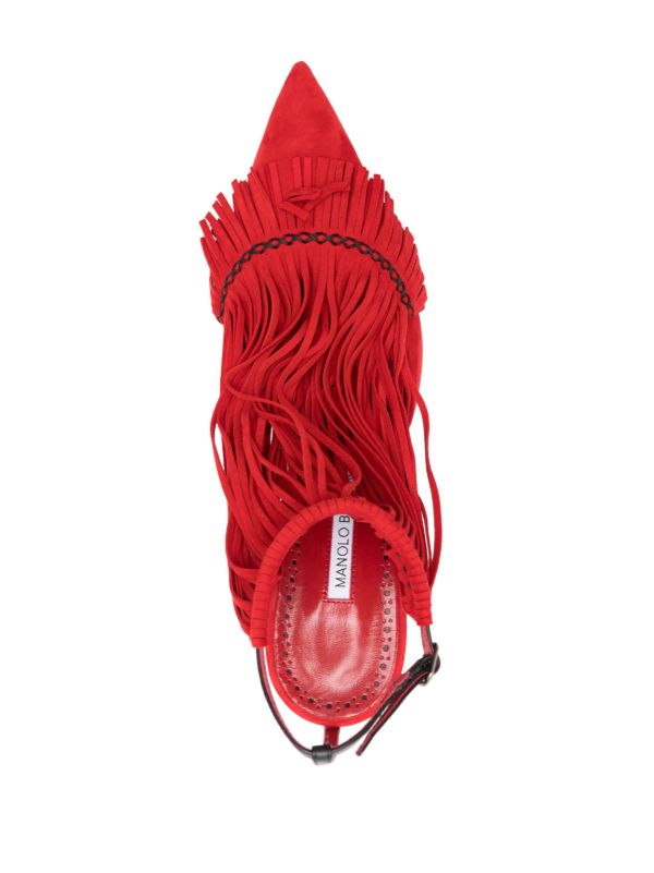 Browns Manolo Blahnik Red 105mm Fiki Sandals | Browns Sandals