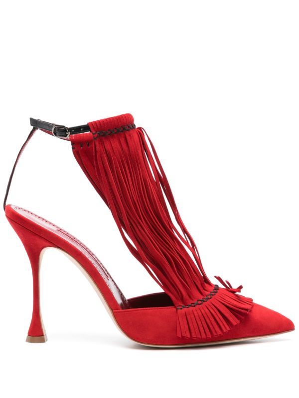 browns Manolo Blahnik Red 105mm Fiki Sandals | Browns Sandals