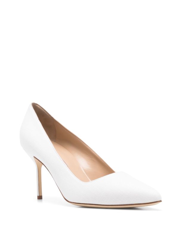 Browns Manolo Blahnik White 70mm BB Pumps | Browns Pumps