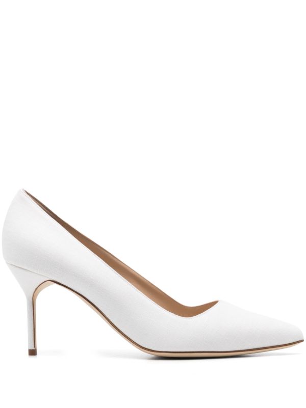 browns Manolo Blahnik White 70mm BB Pumps | Browns Pumps