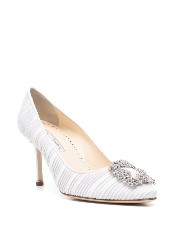 Browns Manolo Blahnik White 70mm Hangisi Pumps | Browns Pumps