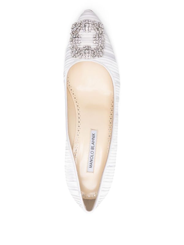 Browns Manolo Blahnik White 70mm Hangisi Pumps | Browns Pumps