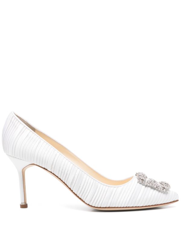 browns Manolo Blahnik White 70mm Hangisi Pumps | Browns Pumps