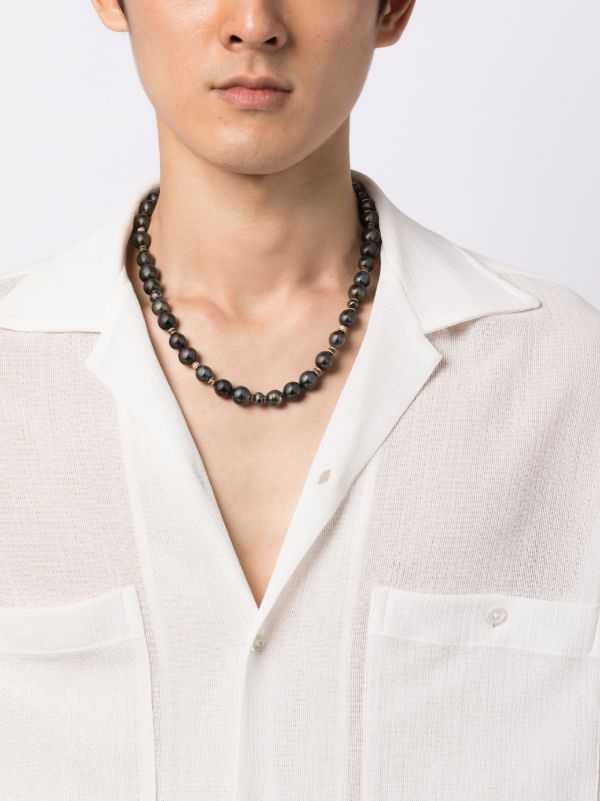 Browns MAOR 18K Yellow Gold Les Noir Pearl And Diamond Necklace | Browns Necklaces