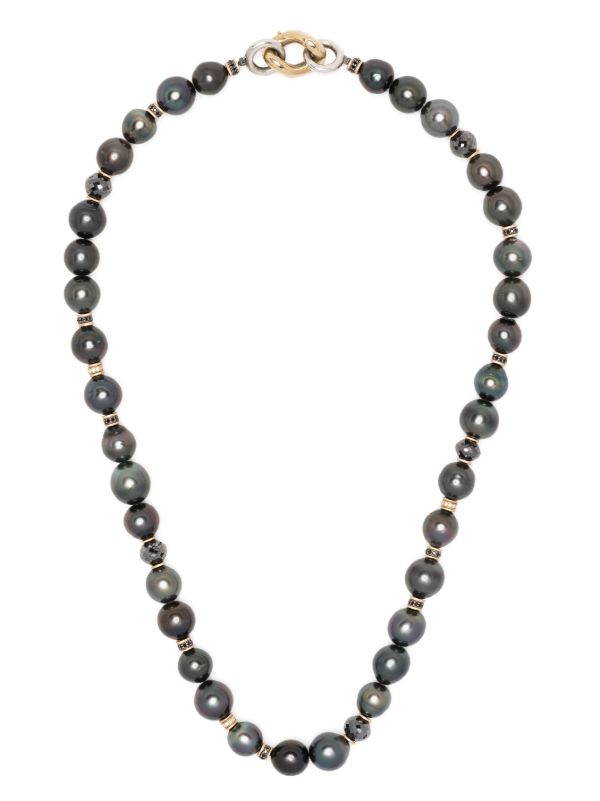 browns MAOR 18K yellow gold Les Noir pearl and diamond necklace | Browns Necklaces