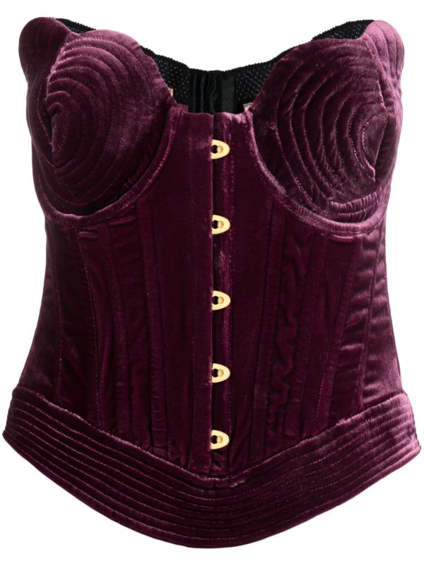 browns Maria Lucia Hohan Purple Destiny Velvet Corset Top | Browns Vests & Tank Tops