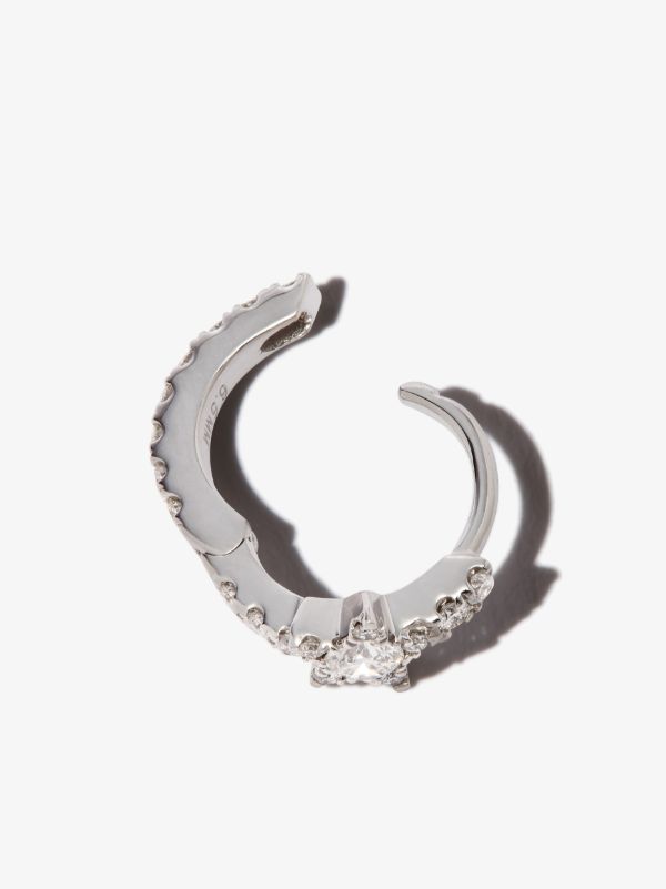 Browns MARIA TASH 18K White Gold Star Eternity Diamond Huggie Earring | Browns Fine Earrings