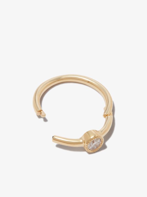 Browns MARIA TASH 18K Yellow Gold Scalloped Diamond Hoop Earring | Browns Fine Earrings