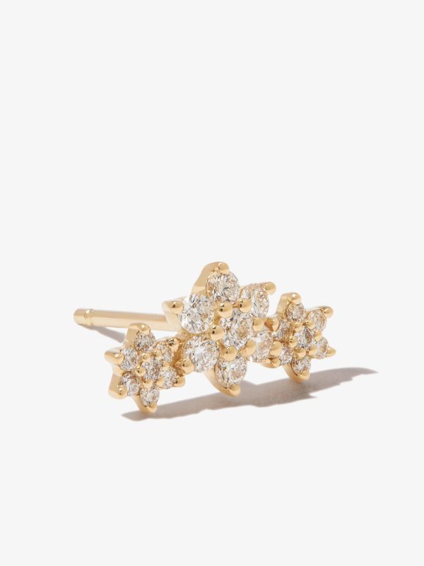 Browns MARIA TASH 18K Yellow Gold Three Flower Garland Diamond Earring | Browns Fine Earrings