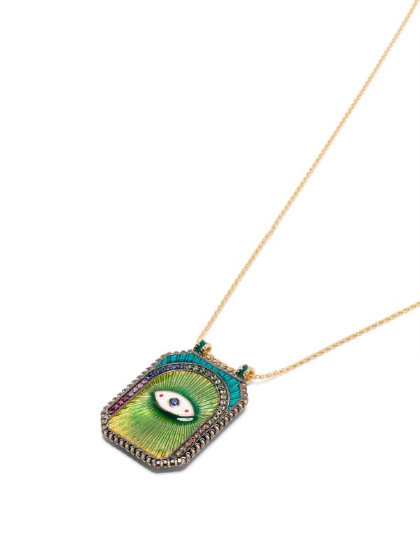 Browns Marie Lichtenberg 18K Yellow Gold Evil Eye Sapphire And Diamond Necklace | Browns Fine Necklaces