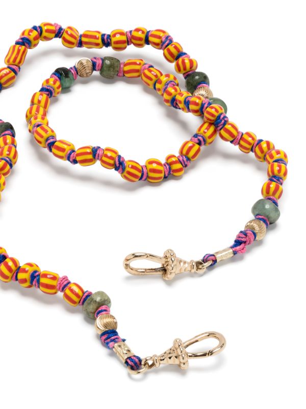 Browns Marie Lichtenberg 9K Yellow Gold Mauli Ghana Emerald Beaded Necklace | Browns Fine Necklaces