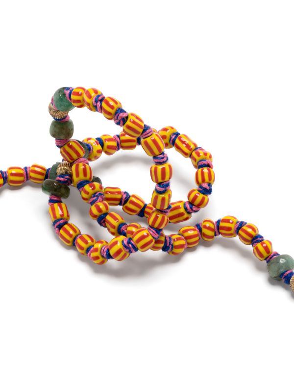 Browns Marie Lichtenberg 9K Yellow Gold Mauli Ghana Emerald Beaded Necklace | Browns Fine Necklaces