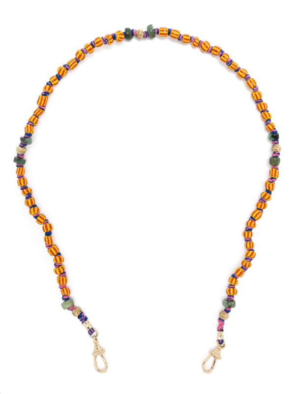 browns Marie Lichtenberg 9K Yellow Gold Mauli Ghana Emerald Beaded Necklace | Browns Fine Necklaces