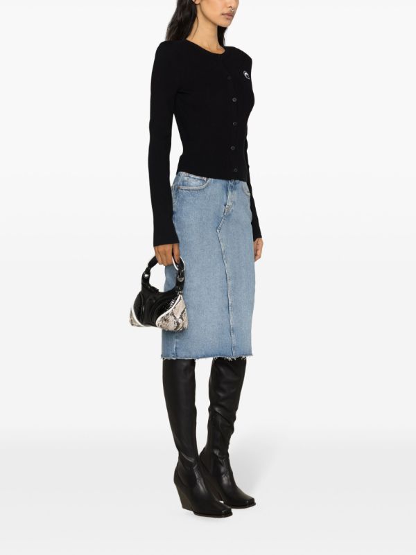 Browns Marine Serre Black Crescent Moon-Appliqué Ribbed Cardigan | Browns Cardigans