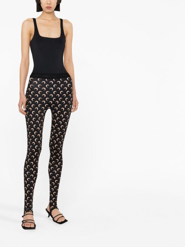 Browns Marine Serre Black Fuseaux Crescent Moon Print Leggings | Browns Leggings