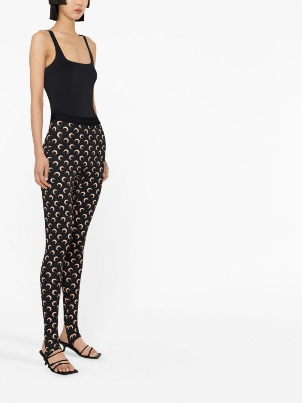Browns Marine Serre Black Fuseaux Crescent Moon Print Leggings | Browns Leggings