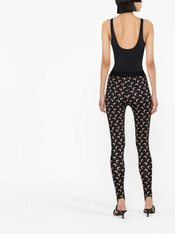 Browns Marine Serre Black Fuseaux Crescent Moon Print Leggings | Browns Leggings