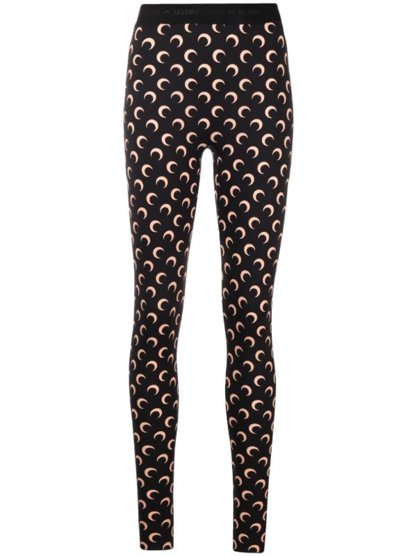 browns Marine Serre Black Fuseaux Crescent Moon Print Leggings | Browns Leggings