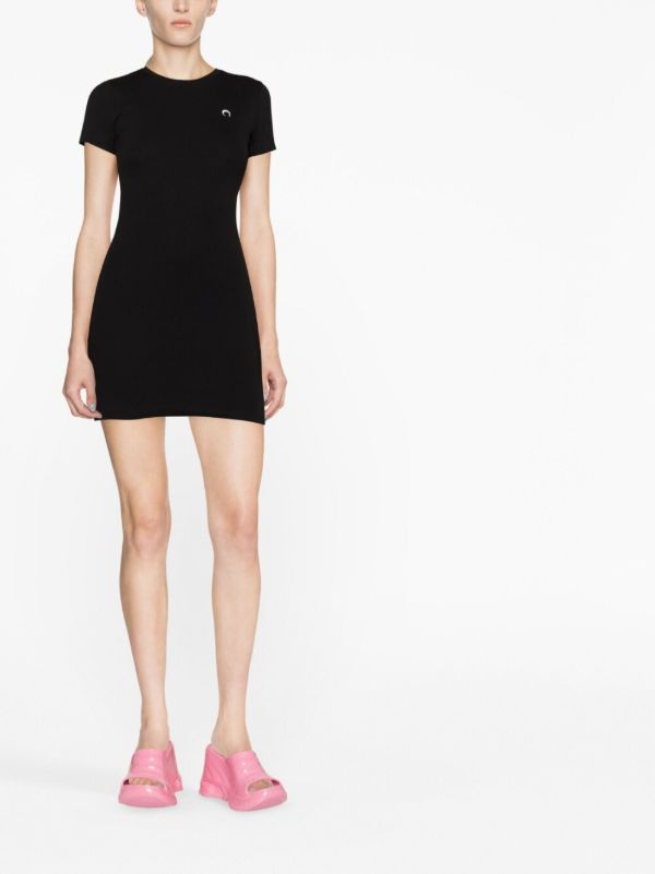 Browns Marine Serre Black Logo-embroidered T-shirt Dress | Browns Day Dresses