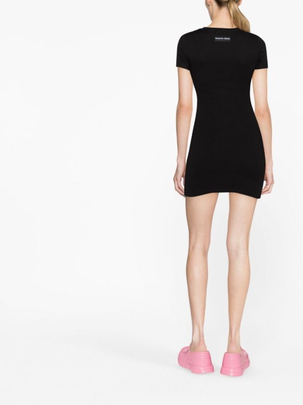 Browns Marine Serre Black Logo-embroidered T-shirt Dress | Browns Day Dresses