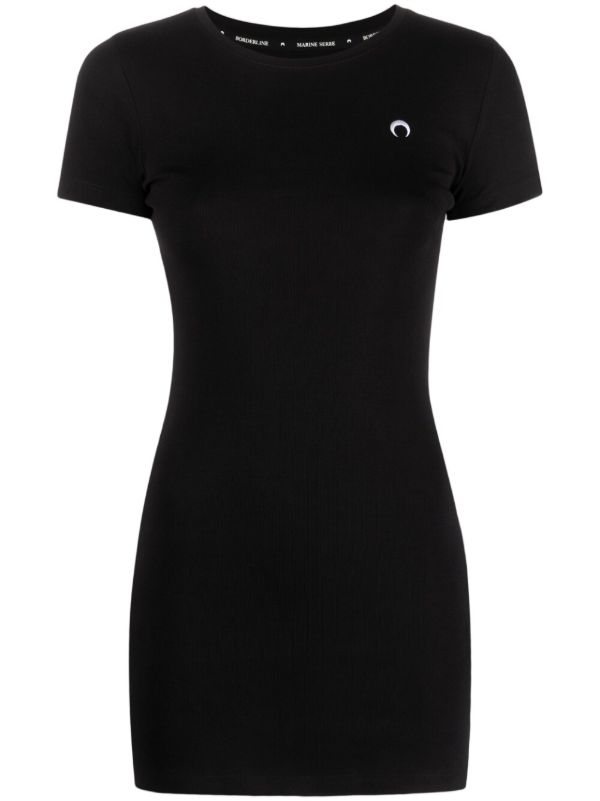 browns Marine Serre Black logo-embroidered T-shirt dress | Browns Day Dresses