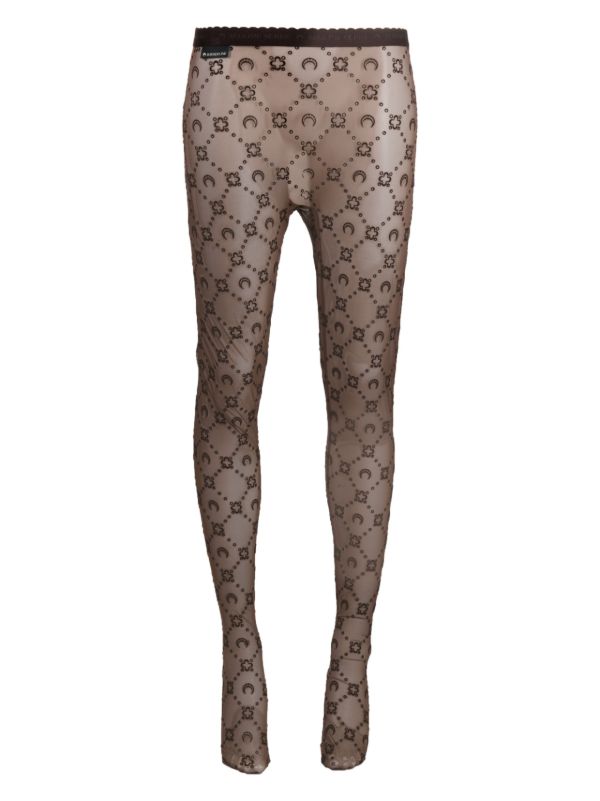 browns Marine Serre Brown Regenerated Moonogram Mesh Tights | Browns Pantyhose & Stockings