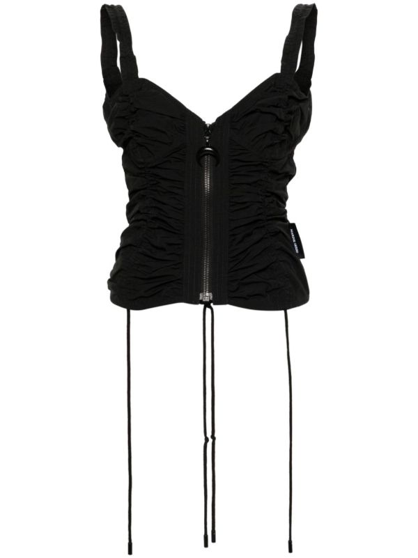 browns Marine Serre Gathered Zipped Tank Top | Browns Vests & Tank Tops