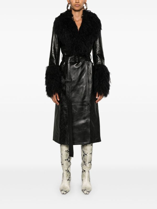 Browns Marine Serre Moonogram-Debossed Leather Trench Coat | Browns Trench Coats & Raincoats