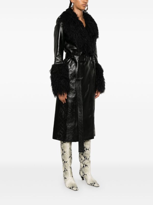 Browns Marine Serre Moonogram-Debossed Leather Trench Coat | Browns Trench Coats & Raincoats