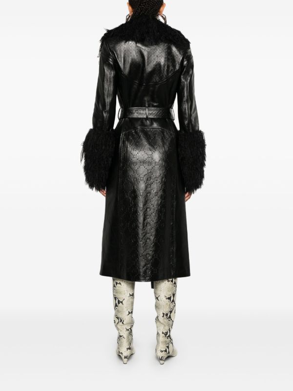 Browns Marine Serre Moonogram-Debossed Leather Trench Coat | Browns Trench Coats & Raincoats