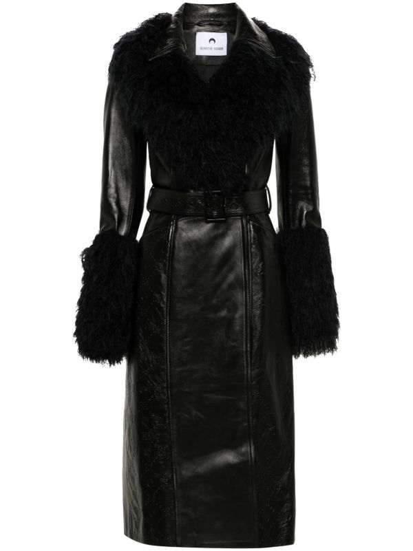 browns Marine Serre Moonogram-Debossed Leather Trench Coat | Browns Trench Coats & Raincoats