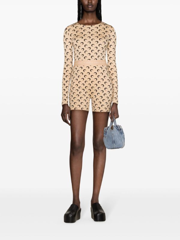 Browns Marine Serre Neutral Crescent Moon Cycling Shorts | Browns Knee-Length Shorts