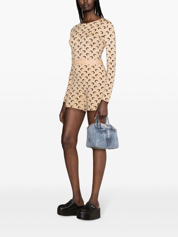 Browns Marine Serre Neutral Crescent Moon Cycling Shorts | Browns Knee-Length Shorts