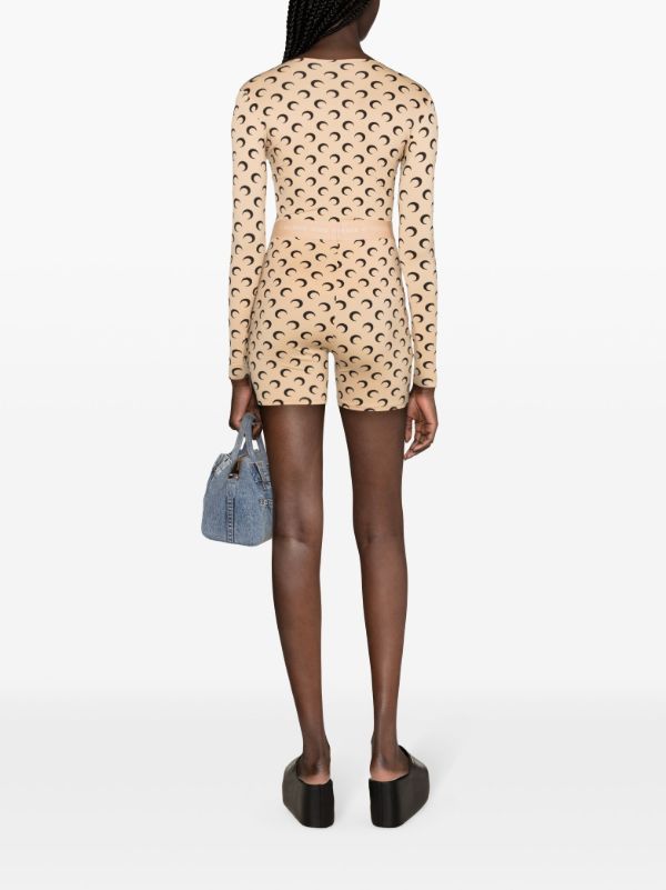 Browns Marine Serre Neutral Crescent Moon Cycling Shorts | Browns Knee-Length Shorts