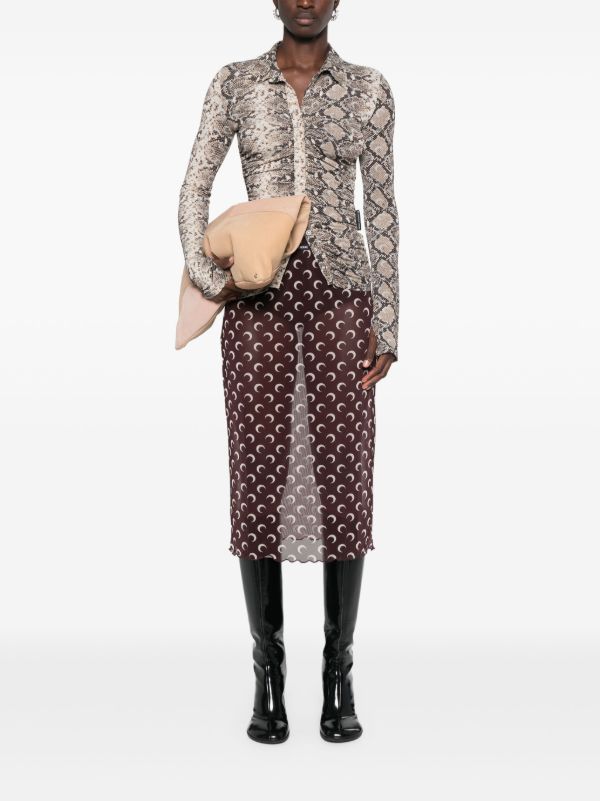 Browns Marine Serre Snake-Print Ruched Blouse | Browns Blouses