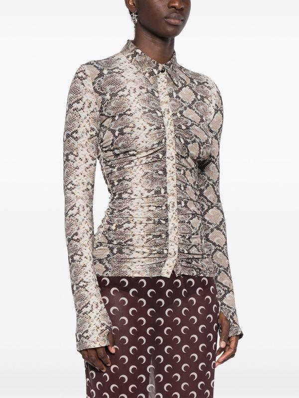 Browns Marine Serre Snake-Print Ruched Blouse | Browns Blouses