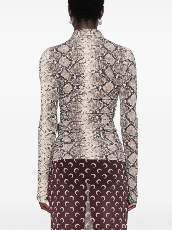 Browns Marine Serre Snake-Print Ruched Blouse | Browns Blouses