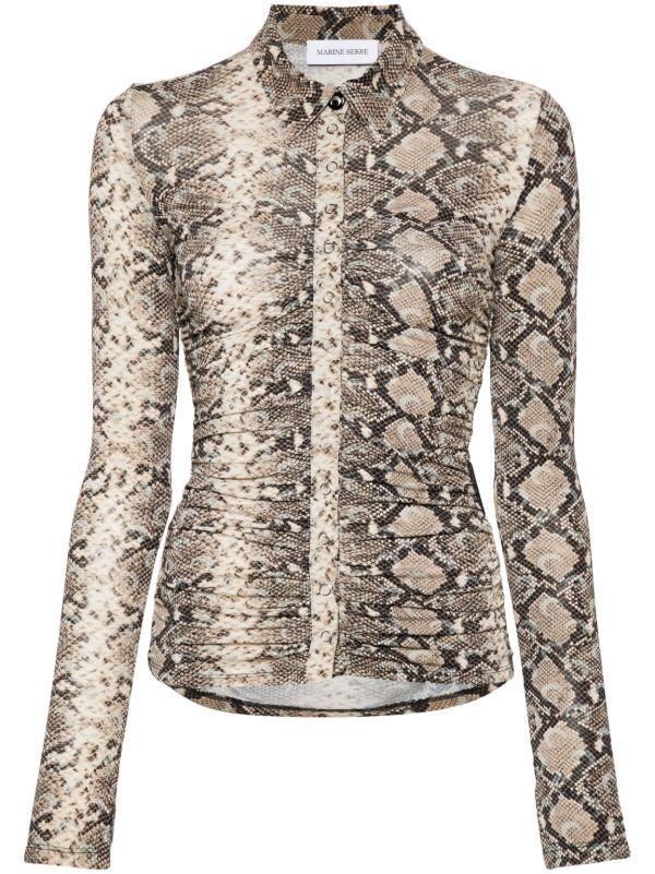 browns Marine Serre Snake-Print Ruched Blouse | Browns Blouses