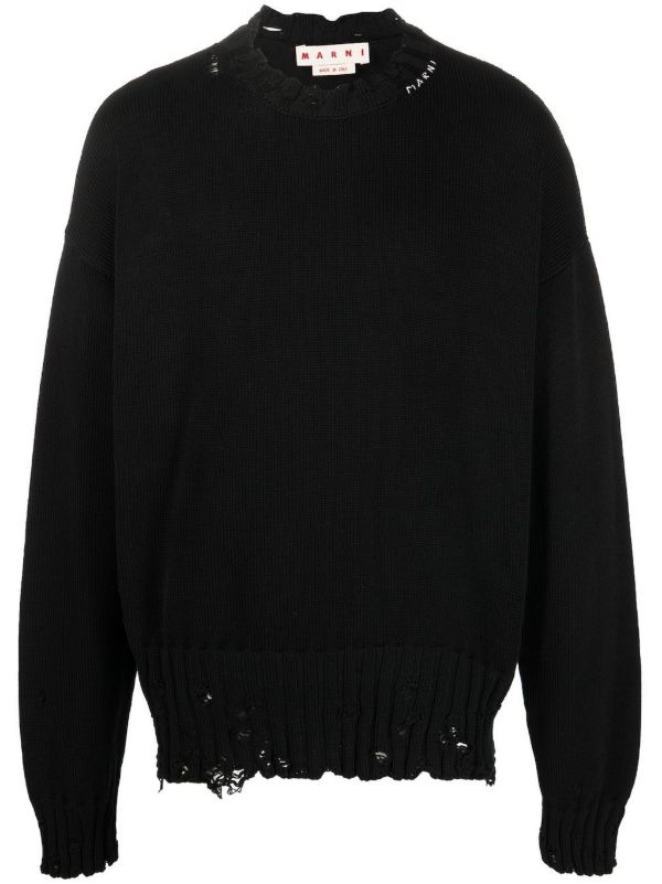 browns Marni Black Logo-Embroidered Jumper | Browns Knitted Sweaters