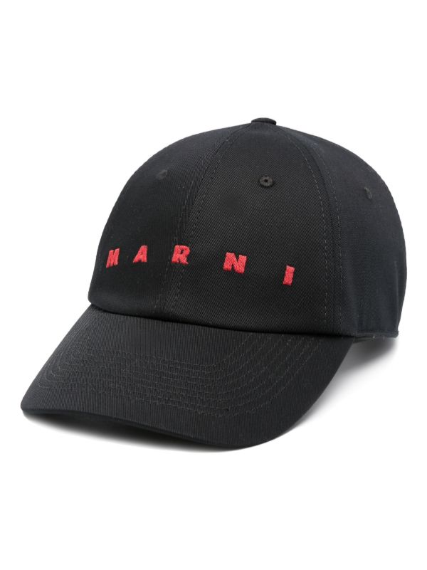browns Marni Black Logo-Embroidered Organic Cotton Cap | Browns Hats