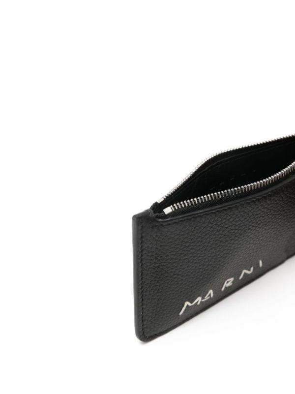 Browns Marni Black Logo-Stitched Leather Card Holder | Browns Wallets & Billfolds