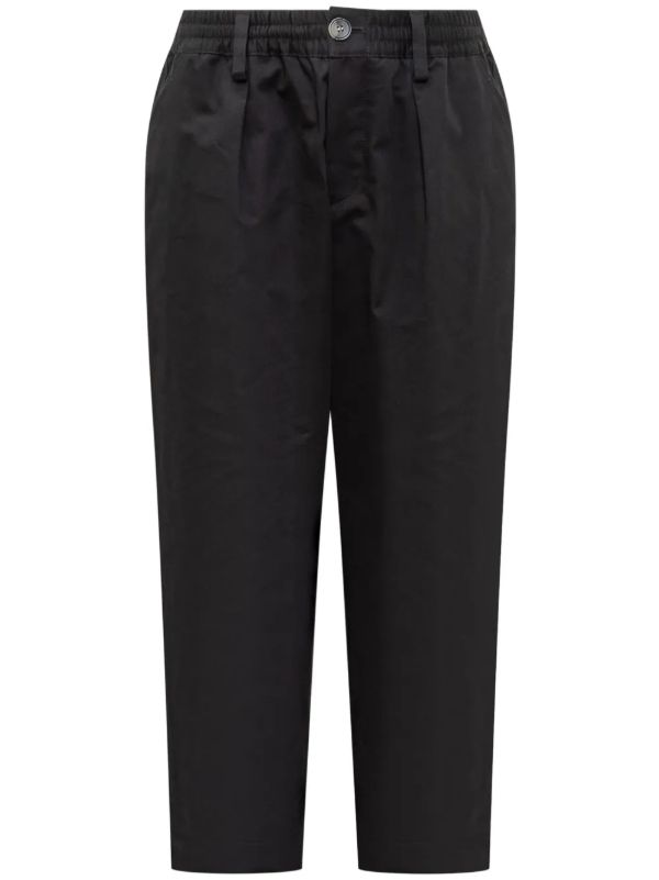 browns Marni Black Organic Cotton Tapered Trousers | Browns Tapered Pants