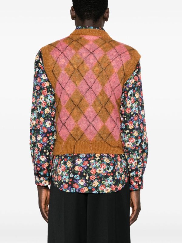 Browns Marni Brown Argyle-Knit Vest | Browns Knitted Sweaters