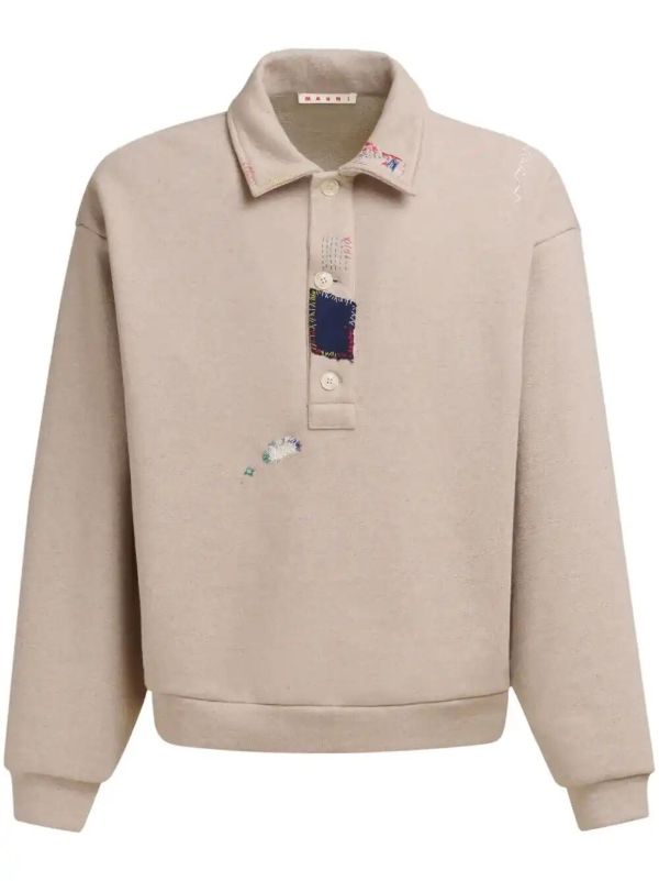 browns Marni Neutrals Contrast-Stitch Polo Shirt | Browns Polo Shirts