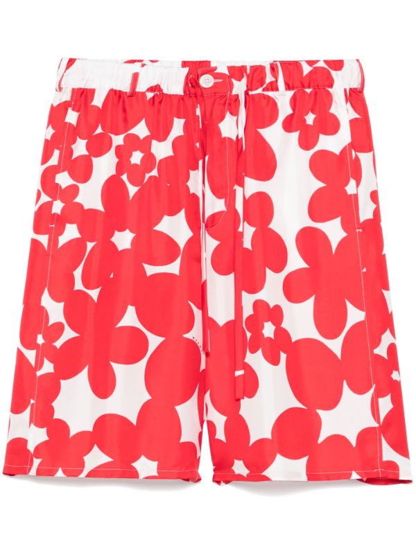 browns Marni Red Floral-Print Shorts | Browns Bermuda Shorts