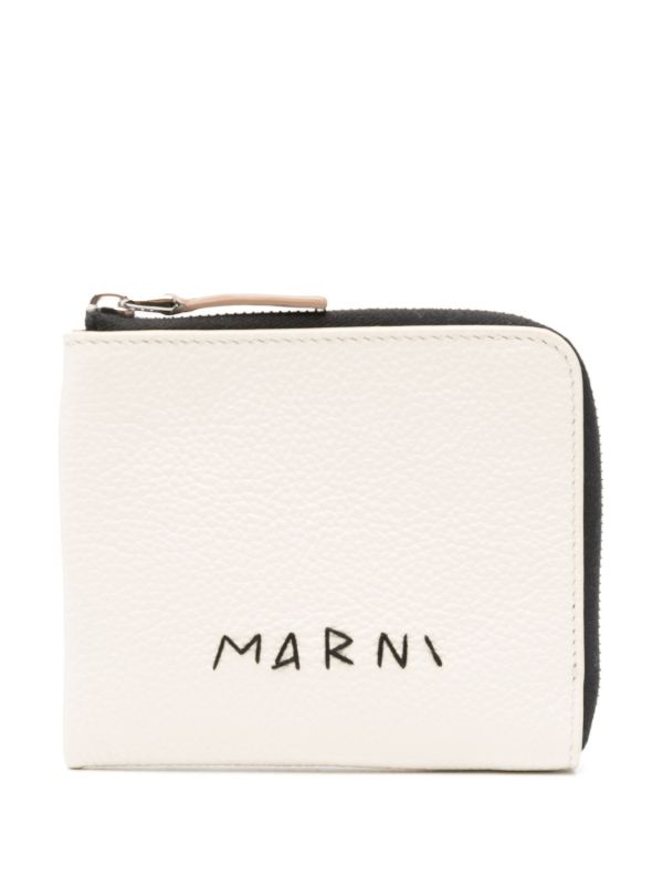 browns Marni White Logo-Embroidered Leather Wallet | Browns Wallets & Billfolds