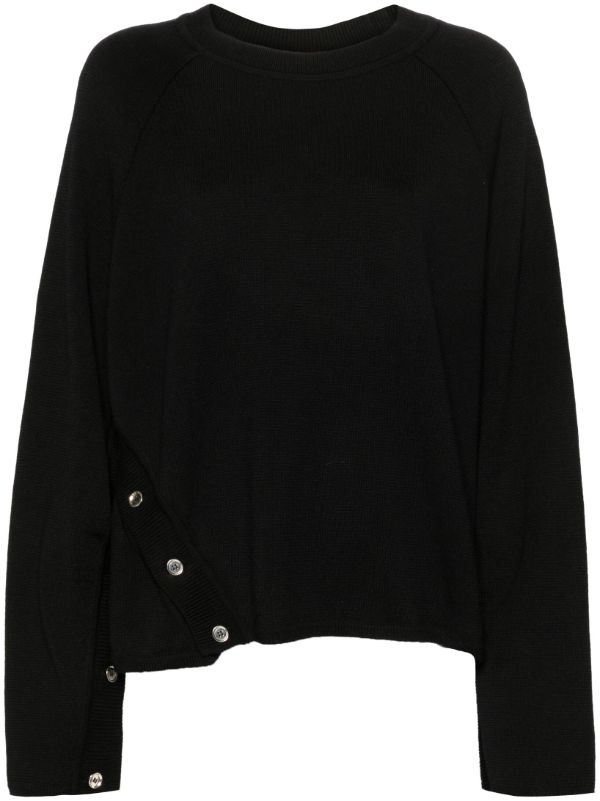 browns Marques'Almeida Black Buttoned Merino Sweater | Browns Knitted Sweaters