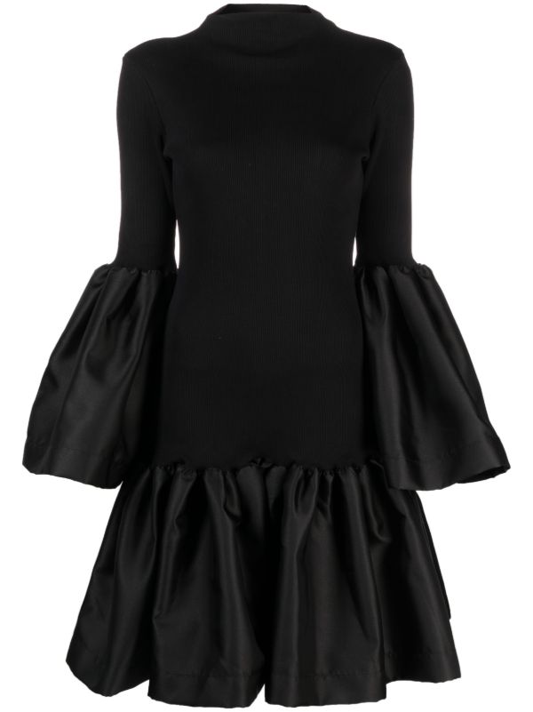 browns Marques'Almeida Black Satin Trim Knit Dress | Browns Sweater Dresses
