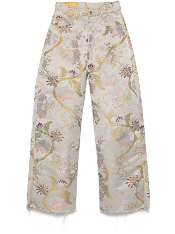 browns Marques'Almeida Grey Brocade Trousers | Browns Straight-Leg Pants