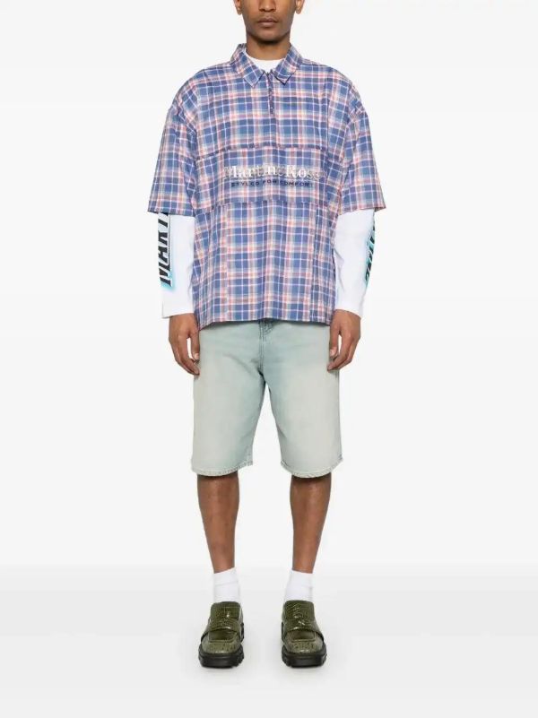 Browns Martine Rose Cotton Checked Polo Shirt | Browns Polo Shirts